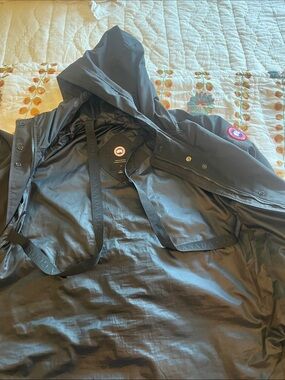 Canada Goose Black Hooded Puffer Jacket with Signature Patch